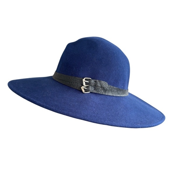 Free People Matador Hat Womens One Size Blue Wool Wide Brim Boho Indie Western main image 6